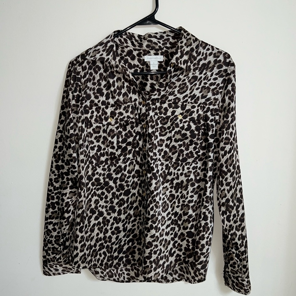 Charter Club leopard long sleeve top